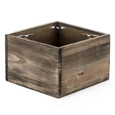 Wood Square Planter Box With Plastic Liner Open 6" and 8" (Free Shipping)