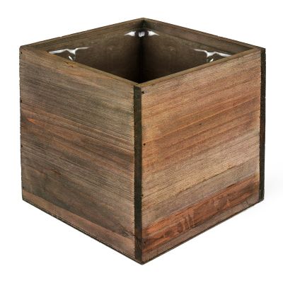 Wood Cube Planter Box H-5" With Plastic Liner, Multiple Packing (Free Shipping)