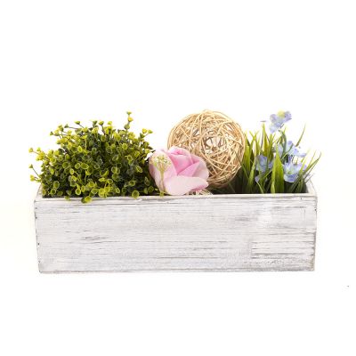 black wood rectangle planter box