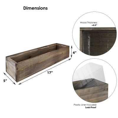 4" x 10" x 5" Rectangle Planter Wood Box with Plastic Liner