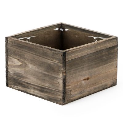 Wood Square Planter Box With Plastic Liner (H:4" Open:6"x6") - Multiple Packing (Free Shipping)