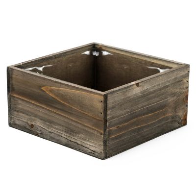 Wood Square Planter Box With Plastic Liner (H:4" Open:8"x8") - Multiple Packing (Free Shipping)