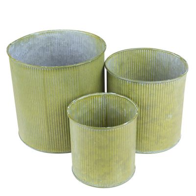  Zinc Metal Planter Pot Antique Finish Set