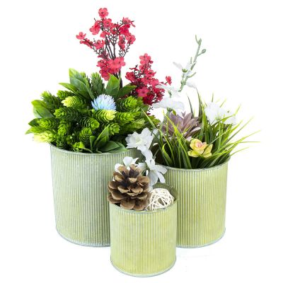  Zinc Metal Planter Pot Antique Finish Set