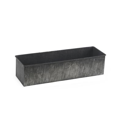 4"x16" Garden Planters Zinc Iron Grey Finish Rectangle Vase