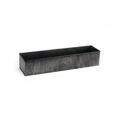 4"x20" Garden Planters Zinc Iron Grey Finish Rectangle Vase