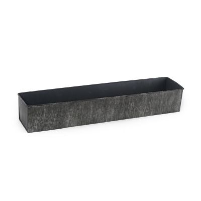4"x24" Garden Planters Zinc Iron Grey Finish Rectangle Vase