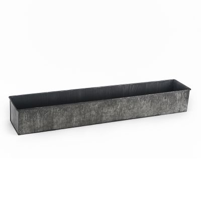 4"x28" Garden Planters Zinc Iron Grey Finish Rectangle Vase