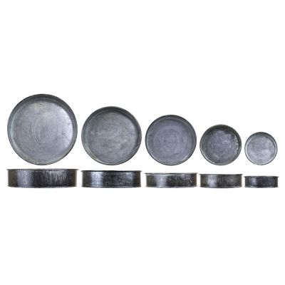 Set of 5 Rustic Industrial Iron Grey Zinc Metal Cylinder Planter Trays